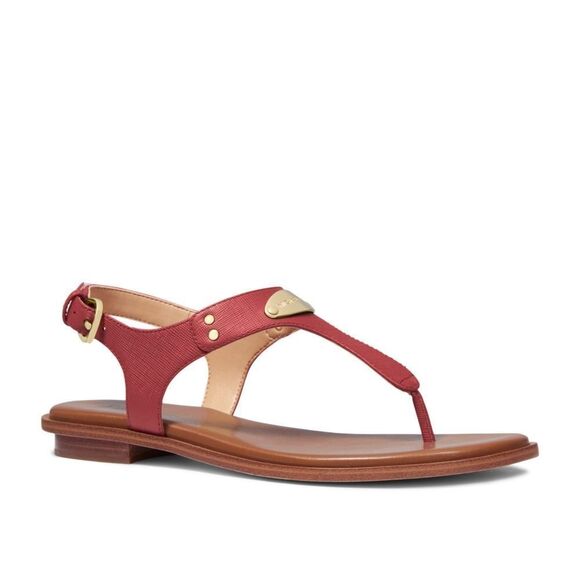 New! MICHAEL KORS Women's MK Plate Thong Leather Sandals Shoes Terracotta Size 7 - Picture 2 of 9